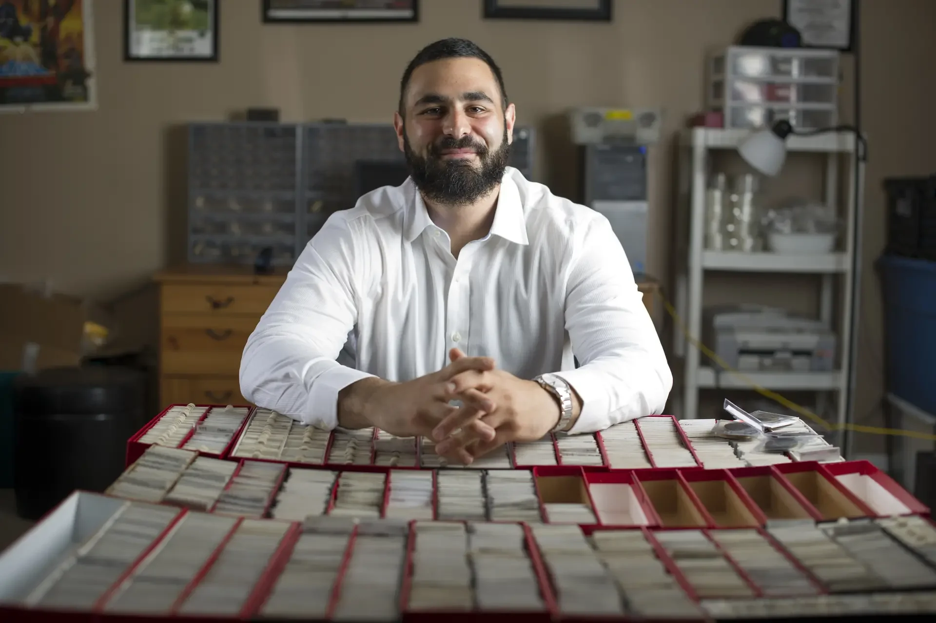 Seller with his Coin Collection